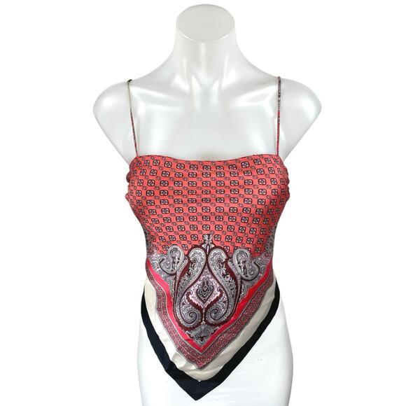 Zara Multicolor Floral Paisley Bandana Sleeveless Cami Tank Crop Top Size XS - Picture 1 of 4